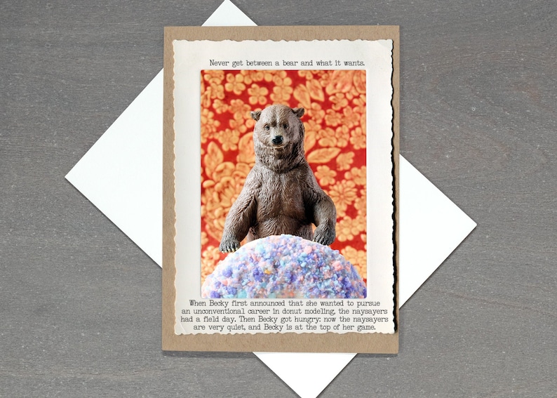 Bear Modeling Donut Greeting Card Funny Card Everyday Empathy image 1
