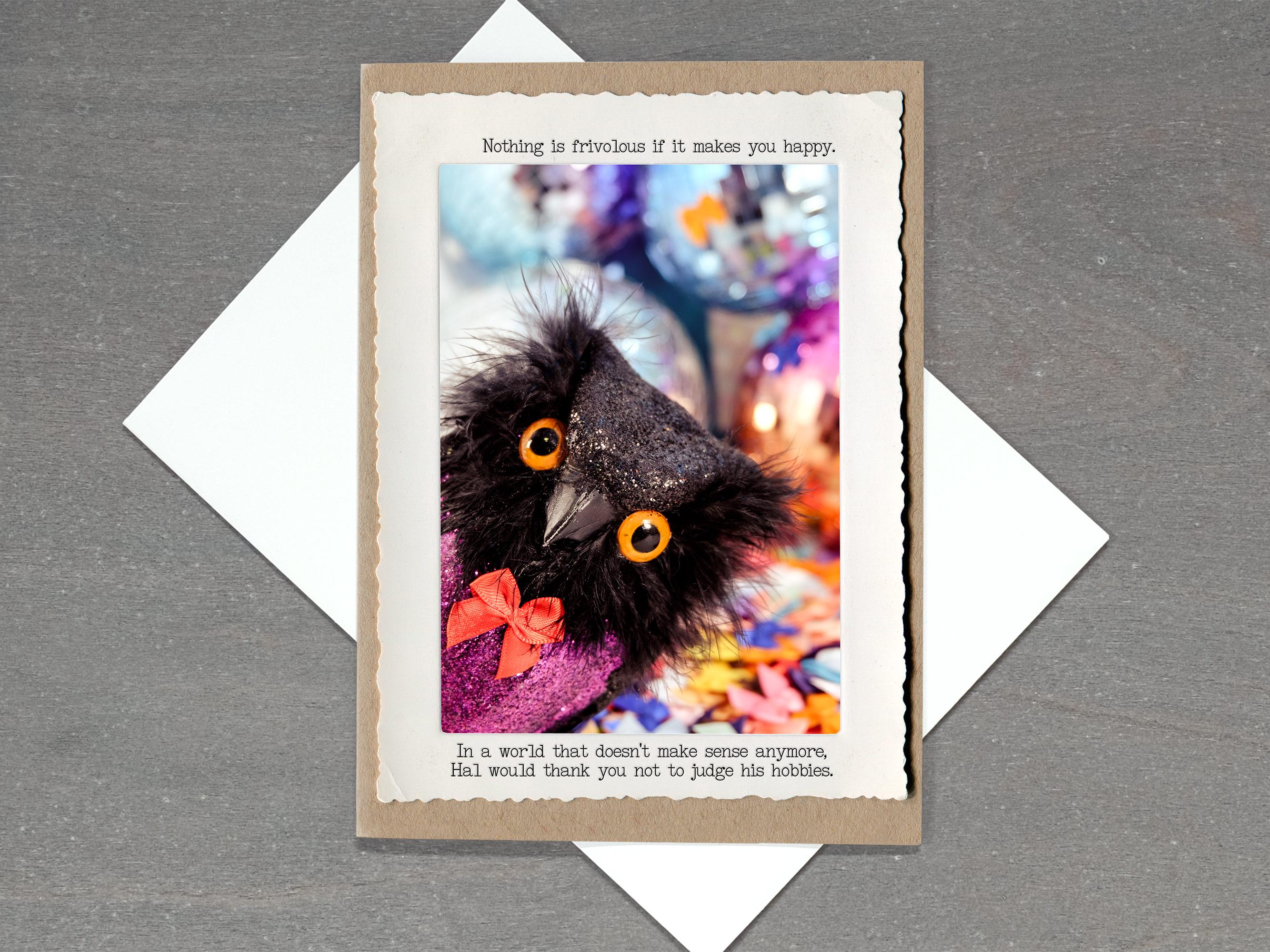 Owl Bow Disco Card, Self Acceptance Card, Hobbies Make You Happy, Snarky No Judgment Humor Card