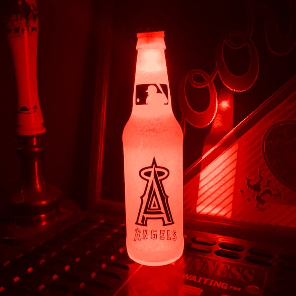 Led Wireless MLB Los Angeles Angels of Anaheim Baseball Bottle Light  Football 12 .OZ Beer Lager Ale  Bar Pool Neon Lamp Steady or Flashing