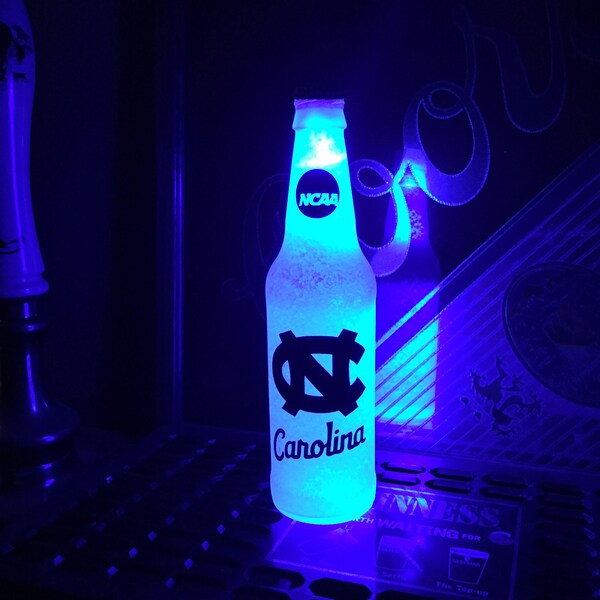 Led Wireless North Carolina Tar Heels 12 .OZ Beer Lager Ale Pub Bar Pool Neon Man Cave Sign Bottle Steady or Flashing