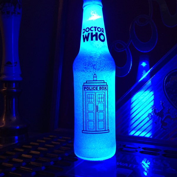 Led Dr Who Tardis 12 .OZ Beer Lager Ale Pub Bar Pool Neon Lamp Man Cave Sign Steady or Flashing