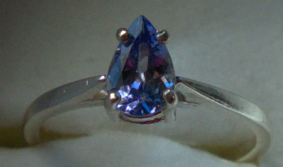 Sterling Silver Genuine Tanzanite Pear Ring .68ct Size 7