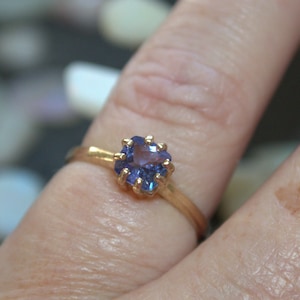 14k Gold Genuine Tanzanite 6mm Cushion Cut Solitaire Ring .68ct size 7