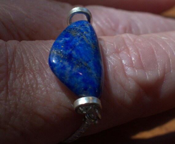 Sterling Silver triangular Lapis Ring size 9 - image 1