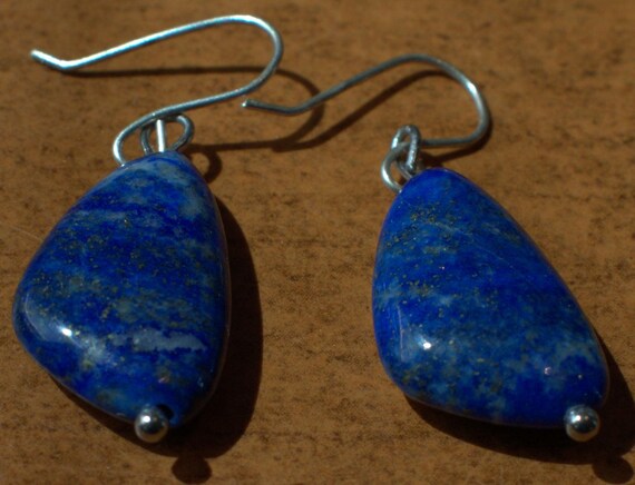 Sterling Silver triangular Lapis Earrings - image 3