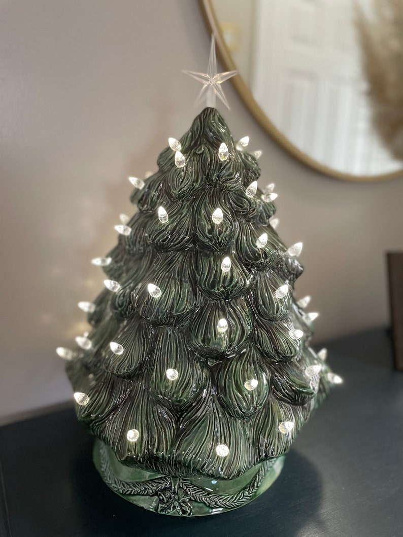 Ceramichrome Santa Face Glazed Ceramic Christmas Tree 17 Tall Etsy