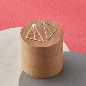 Solid silver geometric triangle earrings