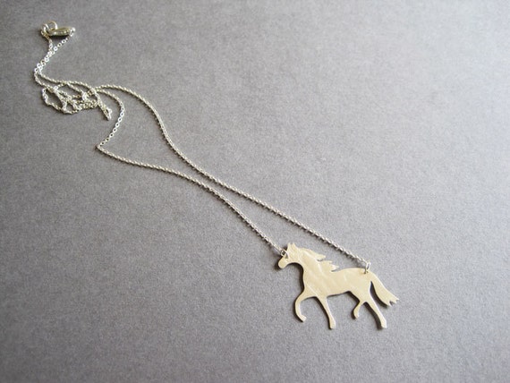 Silver Yellow Plated Horse Head Charm 24mm