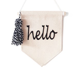 Wall Banner - Hello sign - Banner Wall Hanging - Kids room decor - Pennant Flag - Hallway decor - Entryway decor - pennant flag - Hello