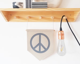 Peace wall banner - peace pennant flag - Peace sign wall hanging