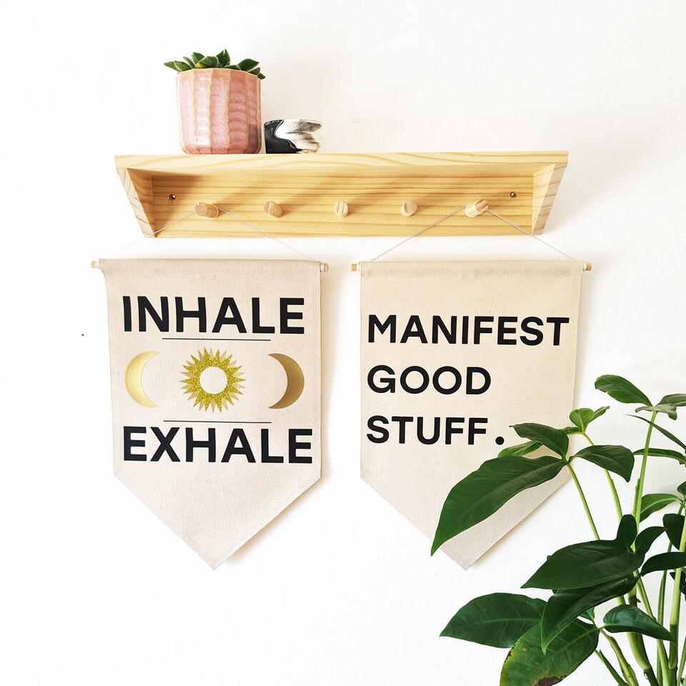 Discover Inhale Exhale pennant flag