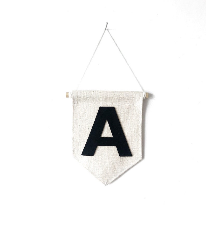 Wall Banner Initial art Wall hanging Banner Wall Hanging Initial flag Pennant Flag Initial image 1