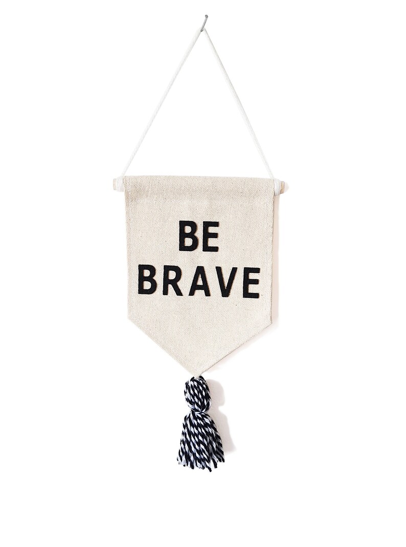 Be brave wall banner Encouragement gift Kids room decor Be brave Pennant flag Banner wall hanging Kids pennant flag Miss you image 3