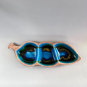 Santa Anita Ware Divided Dish, USA Pottery, Mid Century Ceramic, Drip Glaze Tableware