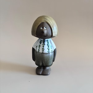 Kurt Nilsson Child Troll, Ceramic Figurine, Deco Helsingborg Sweden, 1970s Vintage