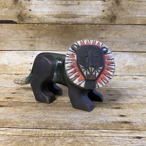 African Raku Figure, The King Sculpture, Tribal Ceramic Art, Crackle Glaze Decor, Vintage Handmade Statue, 7.5 Inch Tall