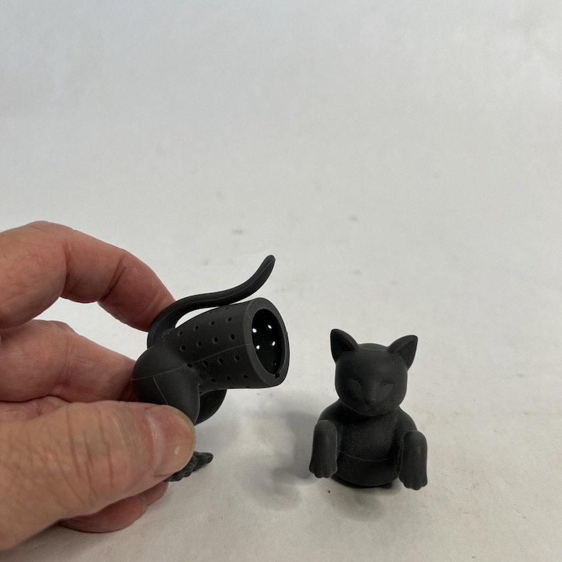 Infusor de té de silicona Fred PURRTEA original con forma de gato • Gatito gris • Sin caja imagen 3