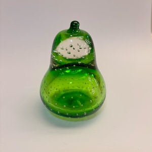Glowing Manganese Art Glass Controlled Bubble Paperweight