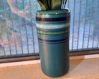 Bitossi Rosenthal Netter Vase • 1960s Italian Pottery Aldo Londi Fasce Colorate