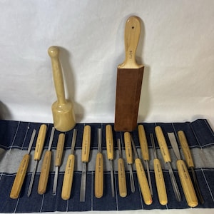 Pfeil Swiss Made Wood Carving Tools • 17pc Set • Chisels Gouges Mallet Strop