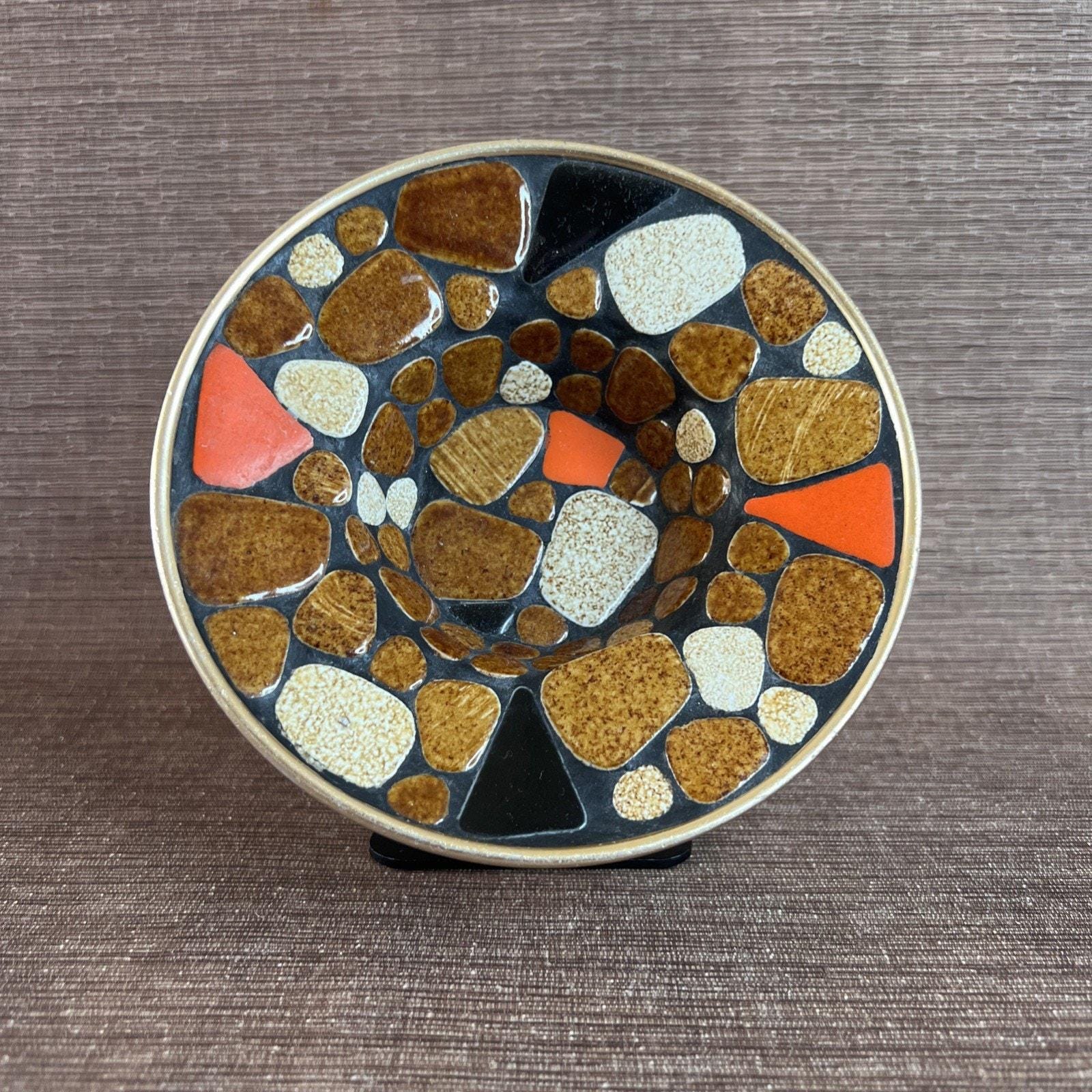 MCM ミッドセンチュリーモダンモザイクボウル – オレンジ＆ブラウン