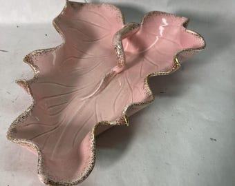 Vintage Pink California Originals Pottery #125 • Gold‑Leaf Speckled Edge • CLEAN