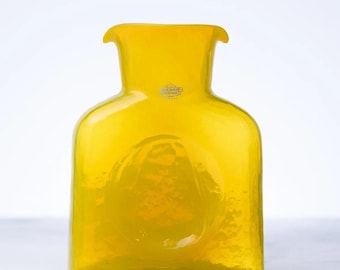 Blenko 384 Water Bottle Pitcher • Experimental Star Seed Citrine/Orange • Blown Glass • 8"