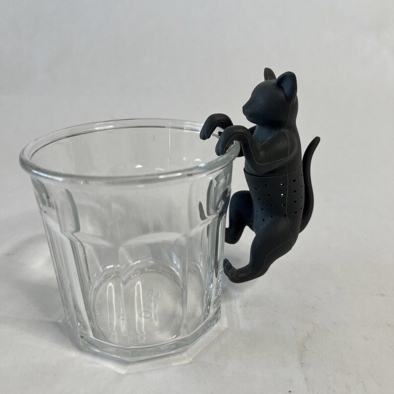 Infusor de té de silicona Fred PURRTEA original con forma de gato • Gatito gris • Sin caja imagen 2