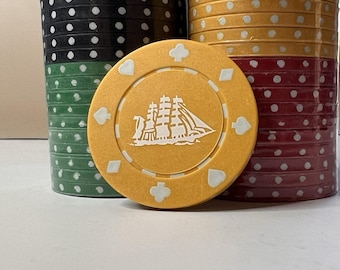 Fichas de póker vintage Cutty Sark Clipper • Arcilla • 30 cada una • Envueltas de fábrica • 2 fundas