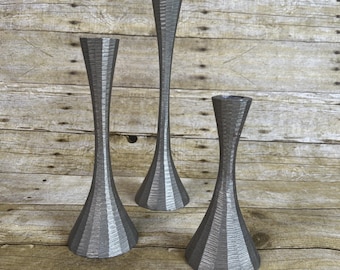 European Minimalist Silver Candle Holders • Metal • Set of 3 • Modern Decor