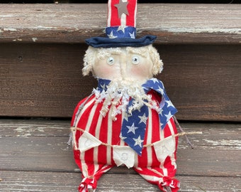 Uncle Sam Primitive Door Hanger, Primitive Uncle Sam Wreath, Uncle Sam Primitive Doll, Primitive Uncle Sam Doll