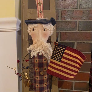 Primitive Uncle Sam, Americana Uncle Sam Decoration, Patriotic Uncle Sam Doll