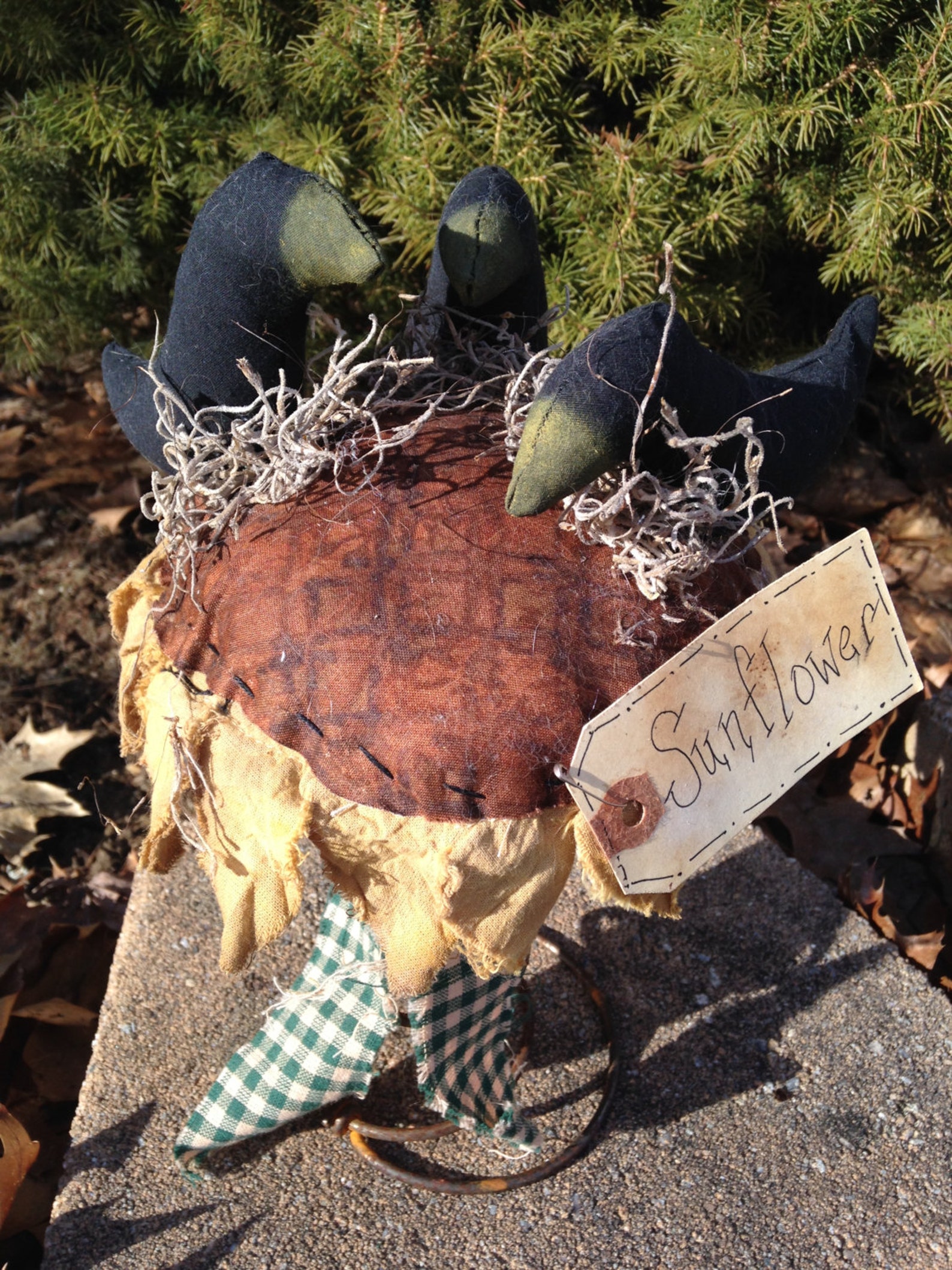 Primitive Crows and Sunflower Sitting on a Rusty Spring - Etsy