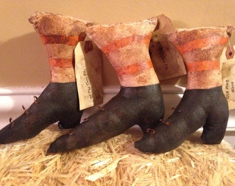 Primitive Halloween Set of 3 Witch Boots, Handmade Witch Boots/Shoes Bowl Filler
