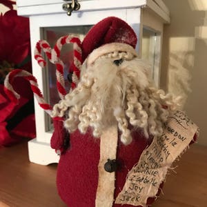 Primitive Christmas Santa with Santa List, Personalized Santa, Handmade Santa List