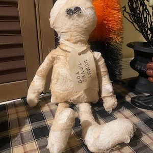Primitive Raggedy Mummy Doll, Handmade Halloween Decoration