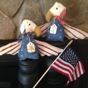 Americana Freedom and Glory Flyers, Set of Two Primitive 4th of July Eagles/Birds