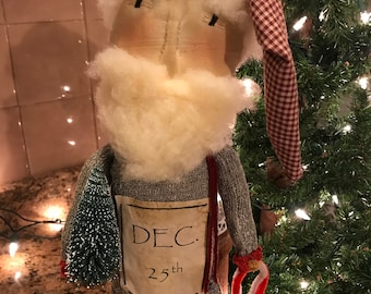 Primitive Santa St. Nicholas Doll, Handmade Santa Doll, Christmas Santa Doll
