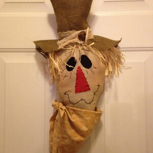 Primitive Fall Scarecrow Head Wall/Door Hanging Decoration, Large Fabric Scarecrow Decoration
