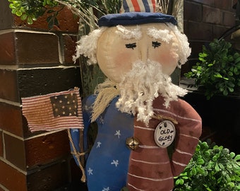 Primitive Uncle Sam, 4th of July Uncle Sam Figure, Uncle Sam Doll, Americana Uncle Sam, Primitive Americana