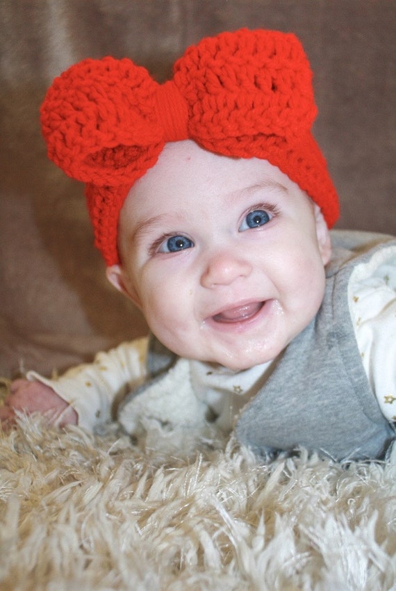 crochet baby headband with bow