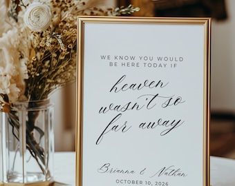 If Heaven Wasn't So Far Away Wedding Sign, Honor Lost Relatives Mom Dad Wedding Remembrance Memorial, Canva Digital Download 8x10 5x7 A4