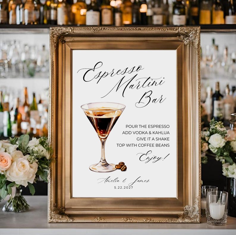 Espresso Martini Bar Wedding Sign, Martini Station Directions ...