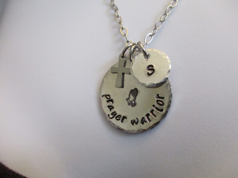 Prayer Warrior Personalized Necklace Hand Stamped Necklace Etsy