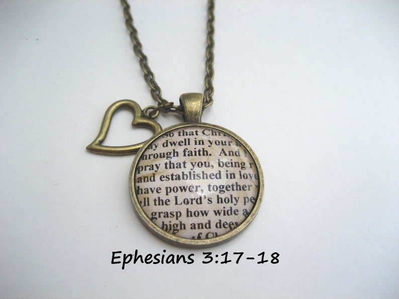 Bible Verse Necklace Scripture Necklace Ephesians 31718 so Etsy