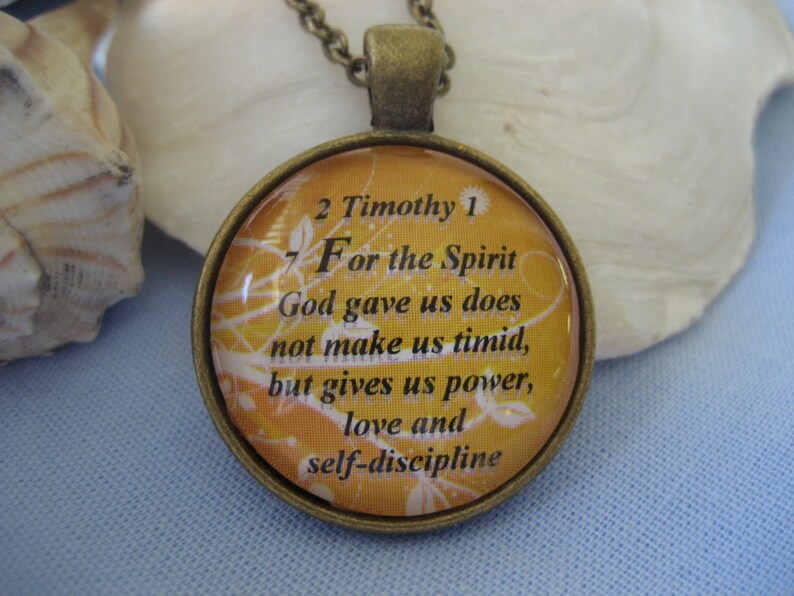 Scripture Necklace Bible Verse Necklace Gift Box Included Bible Verse 2 Timothy 1:7 For The Spirit God Gave Us Does Not Make Us Timid
