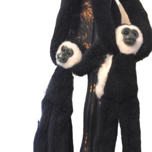 Lot of 2 Plush Monkeys Wild Republic 12&quot; Black and White w/Velcro Pads For Hanging & Display Jungle Decor Toys