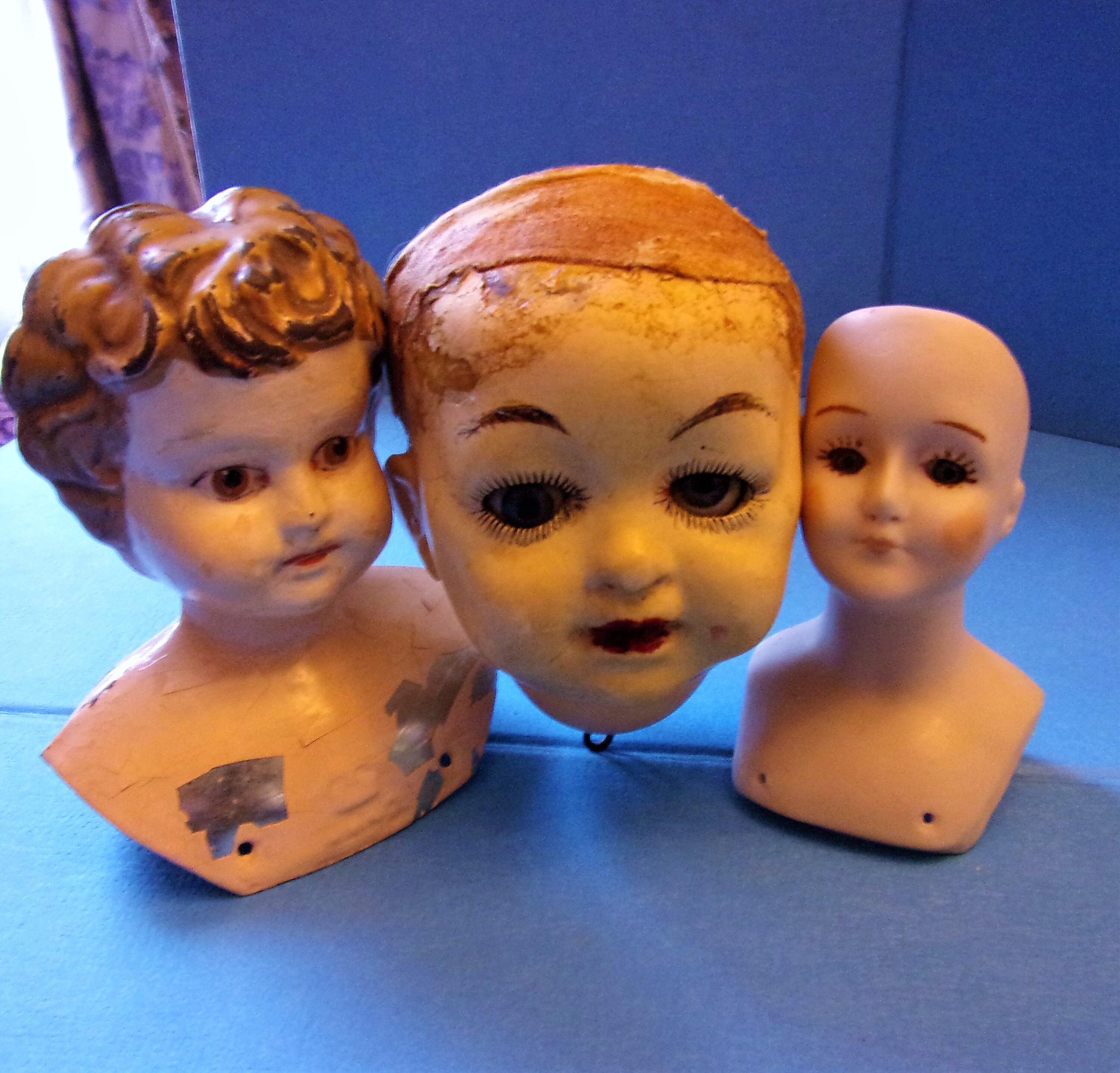 Antique Doll Head Lot Bundle Lot of 3 Heads Metal Composition Etsy