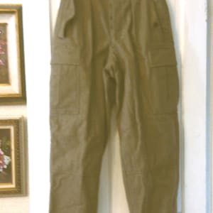 Vintage Men's Army Pants German? Olive Green Wool/Wool-Blend 30"Wx30"L w/Suspender Tab For Wearing, Collections, Costume