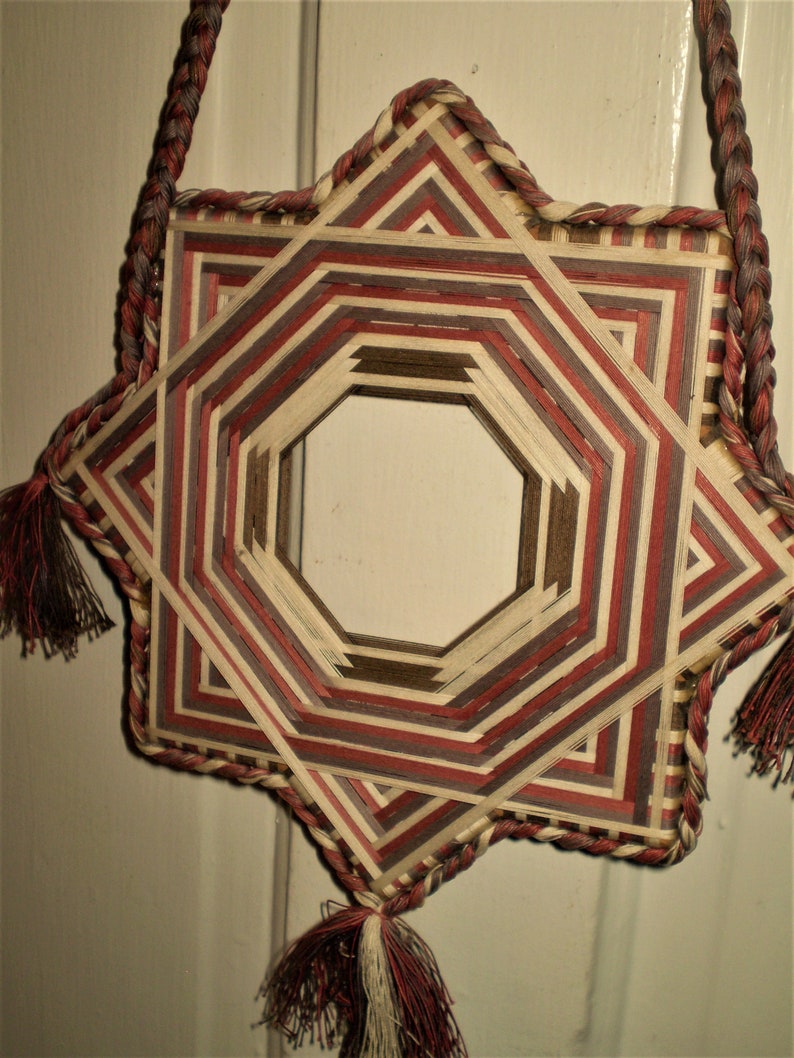 Vintage Woven Star Wall Hanging Of David Eye God Image 0